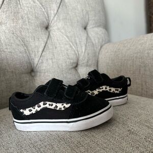 Vans black and leopard print with Velcro straps for toddlers